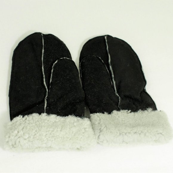 New Sheepskin Shearling Suede Mittens Gloves Tan Brown Black Womens One Size - Picture 11 of 16